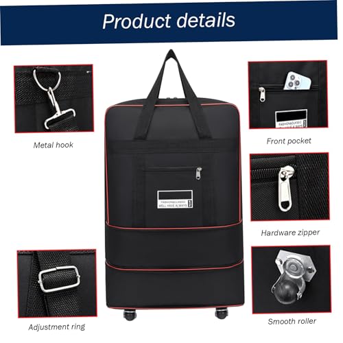 Wheeled Duffle Bag 24x16x8 in Expandable Foldable 360° Rotating Rolling Duffle Bag Carry on Duffle Bag with Wheels and Handle for Camping, Business Trip, Foldable Luggage Bag, Small/32364