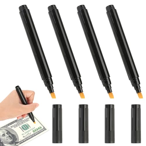 5 Stylos Détecteurs De Billets Double Face - Vérification Devise Rapide - 13,5 Cm, Plastique Noir - Pour Commerces, Caisses - 6
