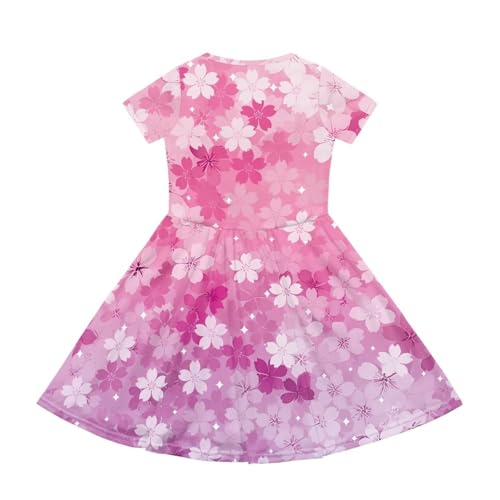 Girls Dresses Size 2-14 Kids Summer Short Sleeve Beach Dresses Casual Midi Dress Crewneck A Line2