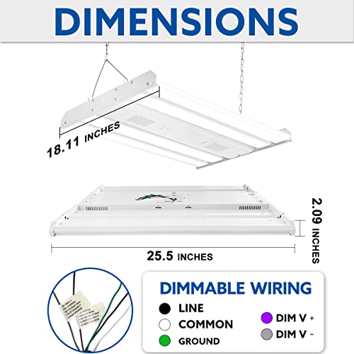 Elecall Led Linear High Bay Light 27135Lm 201W 2Ft 5000K(800W Hps Eqv.) Warehouse Light For Workshops Garages Shop Hanging And Flushmount,0-10V Dim Ul Dlc,8 Lamp Fluorescent Replace #TOP5
