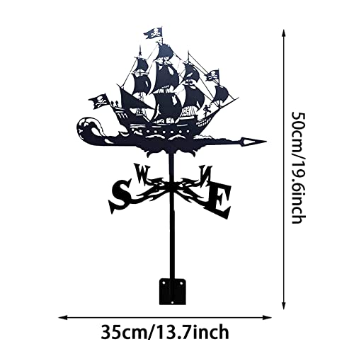 BGFYUSF Veleta de Acero Inoxidable con Adorno de velero， Veleta de jardín con estaca， indicador de dirección del Viento， Montaje en Techo de jardín，Style 1