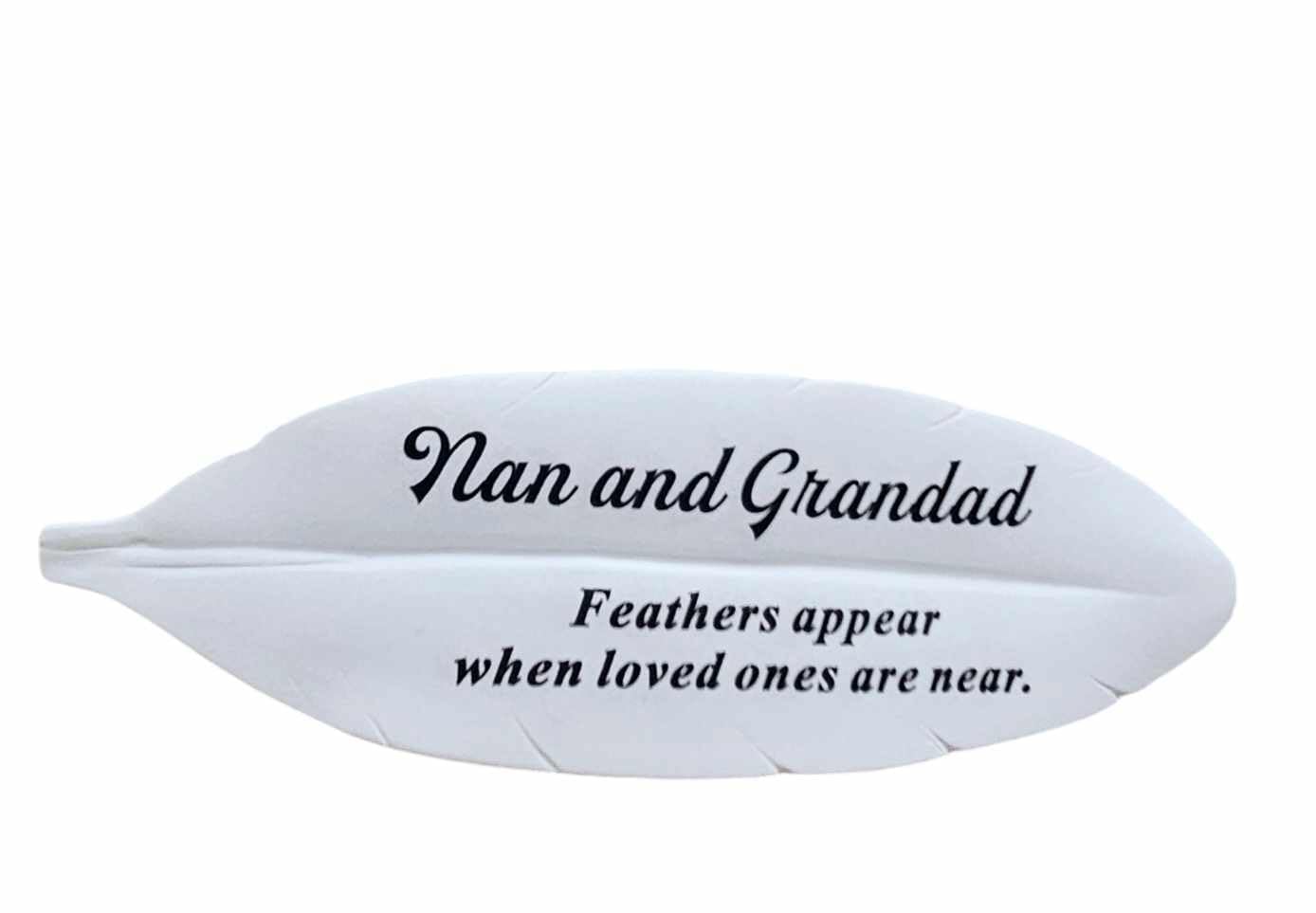 David Fischhoff Ltd NAN and GRANDAD White Feather Memorial plaque Grave Ornament Garden Tribute Resin Ornament Gift