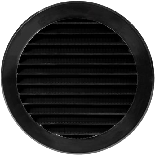 Image of Repa Market 5 Inch Round Black Vent Cover - Plastic Air Vent Grille with Built-In Mesh Screen - Louvered Exhaust and Supply Air Outlet for Wall or Ceiling - HVAC Ventilation Cover for Indoor Use