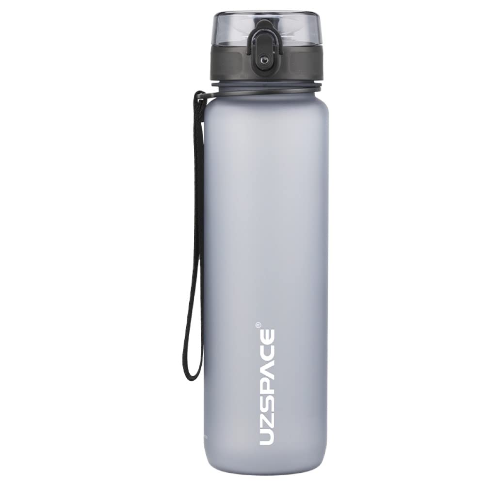 Om Supplies Grey Water Bottle Fruit Infuser Sports Water Bottle 1000Ml, Bpa Free Tritan Non-Toxic Plastic, Leakproof (Grey)