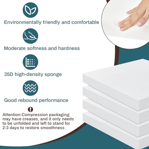 Image of Frienda 6 Pack 3 inch X 22 inch X 22 inch Upholstery High Density Foam Cushion White Replacement Cushion or Commercial Use Stuffing Craft Foam Couch Chair Padding DIY Projects