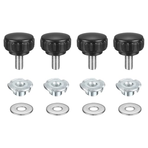 Image of sourcing map 4 Pcs M5 x 10mm Knurled Clamping Knobs 18mm Head with Washers & T-Nuts
