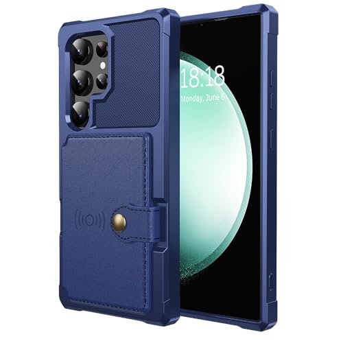 Coque Samsung Galaxy A14 4G bleue anti-rayure avec portefeuille latéral sécurisé