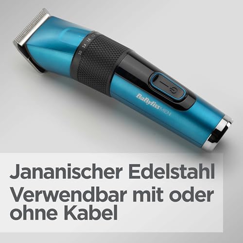 BaByliss Japanese Steel Haarschneider – Lithium-Akku, 160 Minuten Laufzeit, 3 Stunden volle Ladezeit, inklusive Hartschalenkoffer, Schwarz, E990E