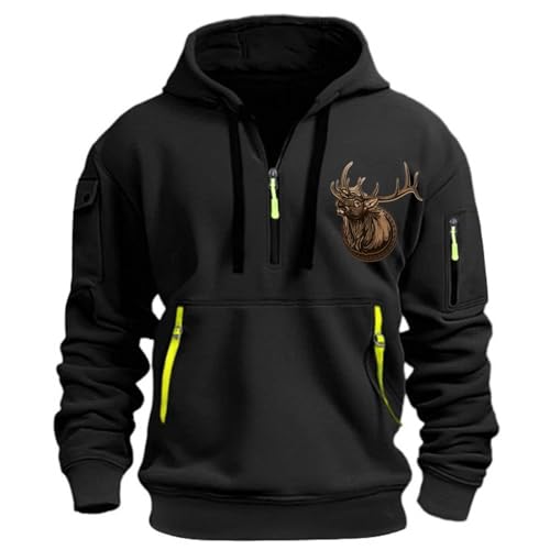 Sudaderas para hombre monocolor 1/4 cremallera sudadera con capucha manga larga cordón suéter con capucha sudadera de gran tamaño con bolsillo ocio sudadera con capucha corte regular camiseta de manga