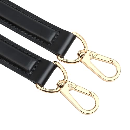 Image of Genuine Vachetta Leather Shoulder Bag Strap Replacement for Graceful Tote Bag(BLACK-Width:0.7in&Length:27.5in)
