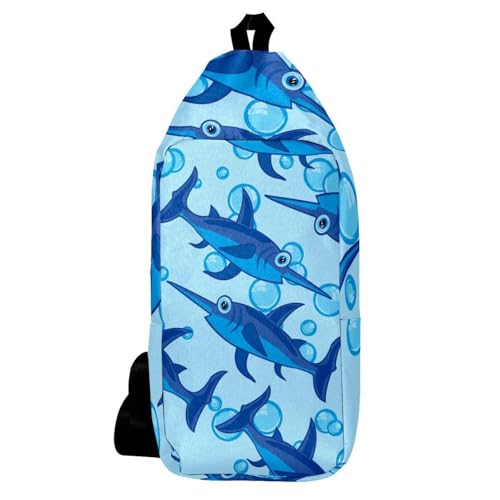 Sac à dos à bandoulière espadon bleu pour homme et femme 16x36cm