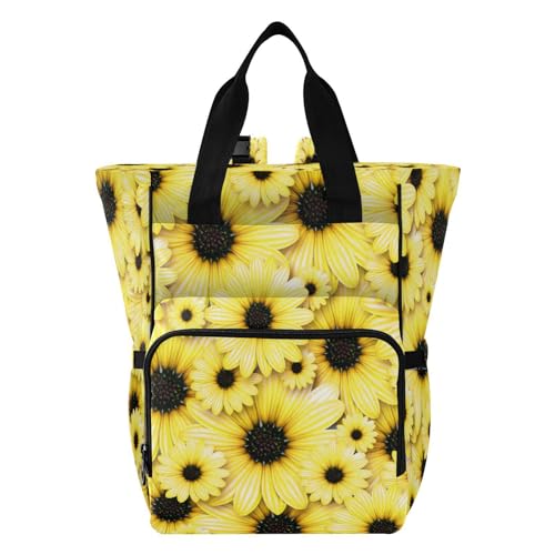 Mochila pañalera impermeable y elegante mochila bolsas de pañales para hombres para compras casuales viajes flores amarillas y negras, Varios colores, 1 size, Moderno / Equipada