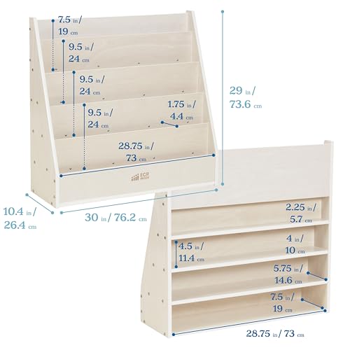 Image of ECR4Kids Streamline Double-Sided Book Display, Classroom Bookshelf, White Wash