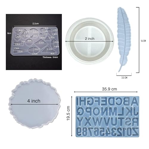 Image of 400g DIY Epoxy Resin Art Materials Kit For Making Coasters, Bangles, Pendant, Alphabet Keychains, Bookmarks, Tealight Candles with 5 Silicone moulds for Beginners (3:1 Raisin to Hardener)