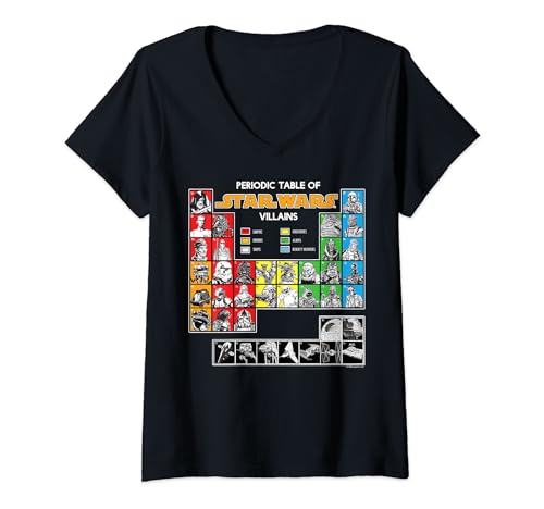 T-shirt Star Wars femme v-neck top graphique imprimé méchants science-fiction noir