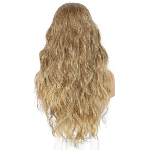 Sapphirewigs Headband Wig Ombre Blonde Wavy Synthetic Wigs for Women Glueless Daily Wear Cosplay Headband Hair 150% Density 26 inch - Image 2