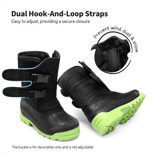 DREAM PAIRS Boys Snow Boots Bright Colored Outsole Hook and Loop Slip Resistant Mid Calf Faux Fur Lining Winter Shoes for Little/Big Kids4