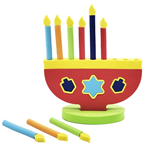 Image of Hanukkah Foam Toy Menorah with Removable Candles and Dreidel Design (Single-Pack)
