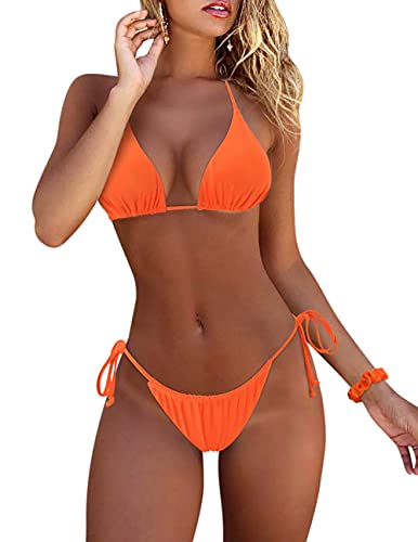 Image of MOSHENGQI Women Sexy Brazilian Bikini 2 Piece Spaghetti Strap Top Thong Swimsuit Bathing Suit