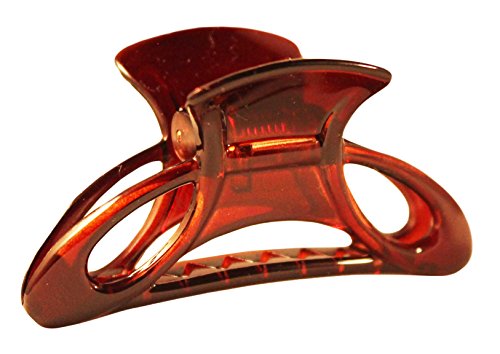 Parcelona France Open Classic Cut Out Small Covered Spring Celluloid Tortoise Shell Claw Jaw Hair Clip - 2 1/4 Inch