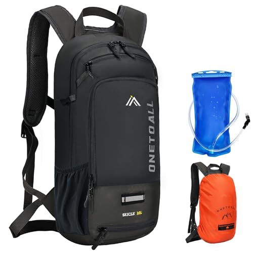 ONETOALL Fahrradrucksack Klein 10L mit Regenschutz und Helmnetz, MTB Rucksack für Damen und Herren, Kleiner Wanderrucksack Wasserdicht zum Radfahrren Wandern Tagestour Outdoorsports ONETOALL Fahrradrucksack Klein 10L mit Regenschutz und Helmnetz, MTB Rucksack für Damen und Herren, Kleiner Wanderrucksack Wasserdicht zum Radfahrren Wandern Tagestour Outdoorsports
