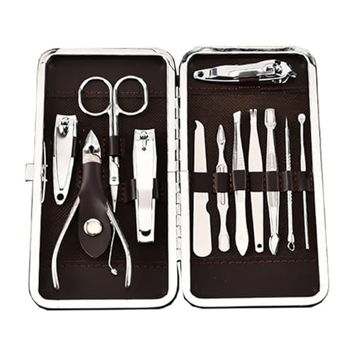 ESTOJO ELEGANTE DE MANICURE 12 PEÇAS – AÇO INOX DURÁVEL