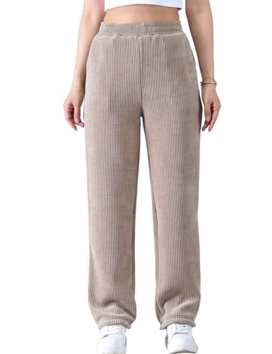Zoulee Women's High-Rise Straight-Leg Pull-On Wide-Wale Corduroy Drawstring Pants
