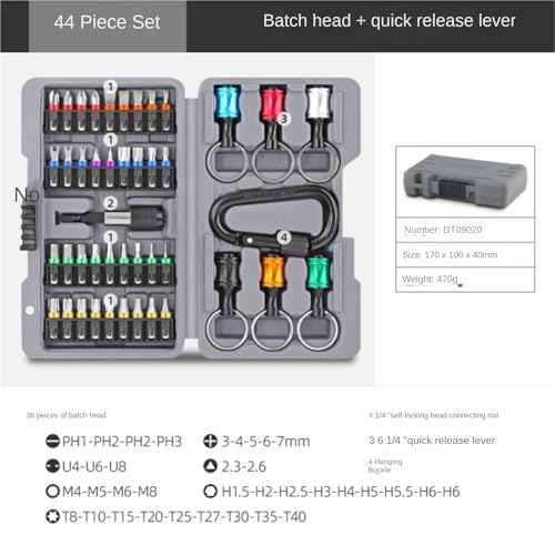 Socket Ratchet Wrench Set 44-Piece Mechanics Tool Set Household Bit Kit with Portable Tool Box Repair Tool Set - Image 2