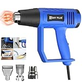 Pistola termica da 2000 W, pistola termica professionale 300 ℃-600 ℃, regolazione variabile della temperatura con impostazioni a 2 tempi, 3 ugelli, per restringere il PVC, rimuovere vernice e colla,