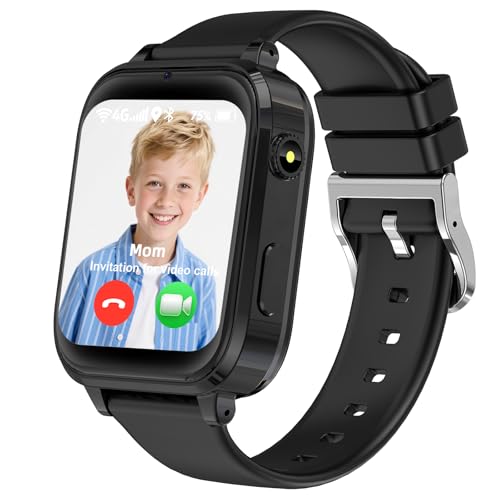 kaacly Reloj Inteligente Niño 4G, GPS Smartwatch Niños con Teléfono Videollamadas HD Chat Familiar SOS, IP68 Resistente al Agua, Smartwatch Regalos 6-13 años