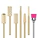 MelodySusie Long Tungsten Carbide Nail Drill Bits Set 7Pcs Less Dust Acrylic Nail File Drill Bit Manicure Pedicure, 3/32 inches, Gold