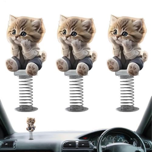Pack of 3 Dashboard Cat Wobble Figure, Dashboard Decorations, Cat Shape Wobble Toy for Dashboard, Decorative Interior Accessories, Head Shake, Dance Toy, Fun, Cute