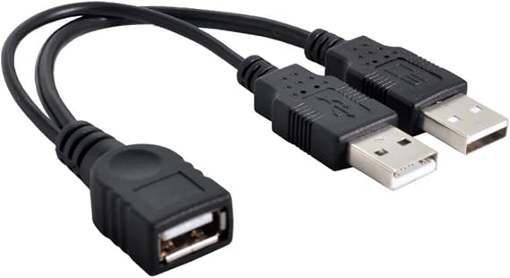 chenyang USB 2.0 Y Splitter Cable USB 2.0 Female to Male Data Charger Extension Cable with Auxiliary Power Supply Port