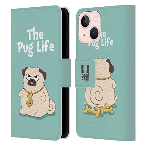 Funda para iPhone 13 Mini de Perro Pug para Organizar tus Tarjetas en Cafeterías y Viajes
