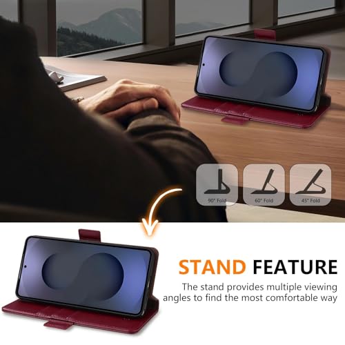 ZZXX for Samsung Galaxy S26 Ultra Wallet Case with [RFID Blocking] Card Slot Stand Strong Magnetic PU Leather Flip Fold Protective Phone Case for Galaxy S26 Ultra Case Wallet(Wine Red-6.8 inch) by ZZXX - Used condition - Image 5