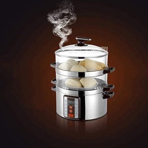 Electric Food Steamer, 32cm Diameter Smart Electric Steamer 6 Gear Adjustable 3 Layer Multi Cooker Transparent Type Household Electric Steaming Pot,