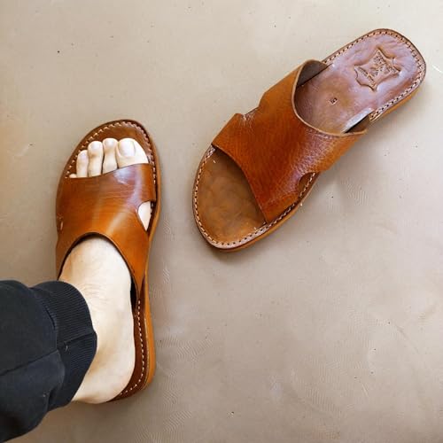 Men's Handmade Brown Leather Sandals, Moroccan Comfort & Style for Men2