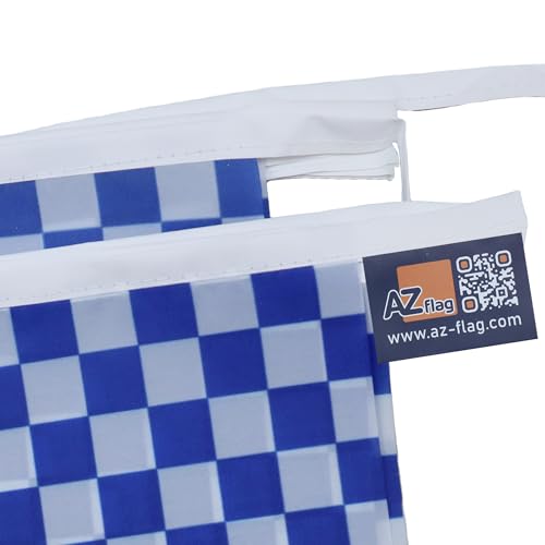 Image of AZ FLAG Navy Blue and White Check 6 meters BUNTING Flag 20 flags 9'' x 6'' - checkered racing STRING flags 15 x 21 cm
