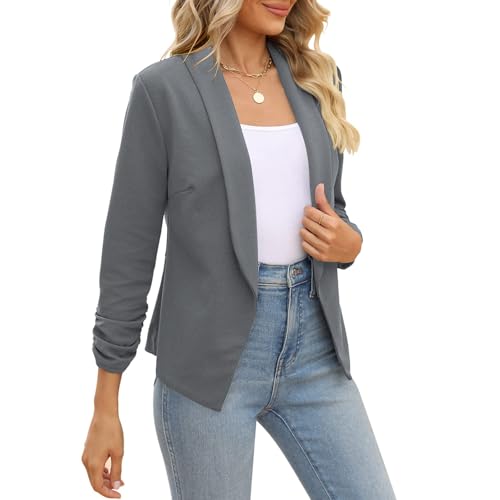 Image of POGTMM Women 3 /4 Sleeve Blazer Open Front Cardigan Jacket Work Office Blazer
