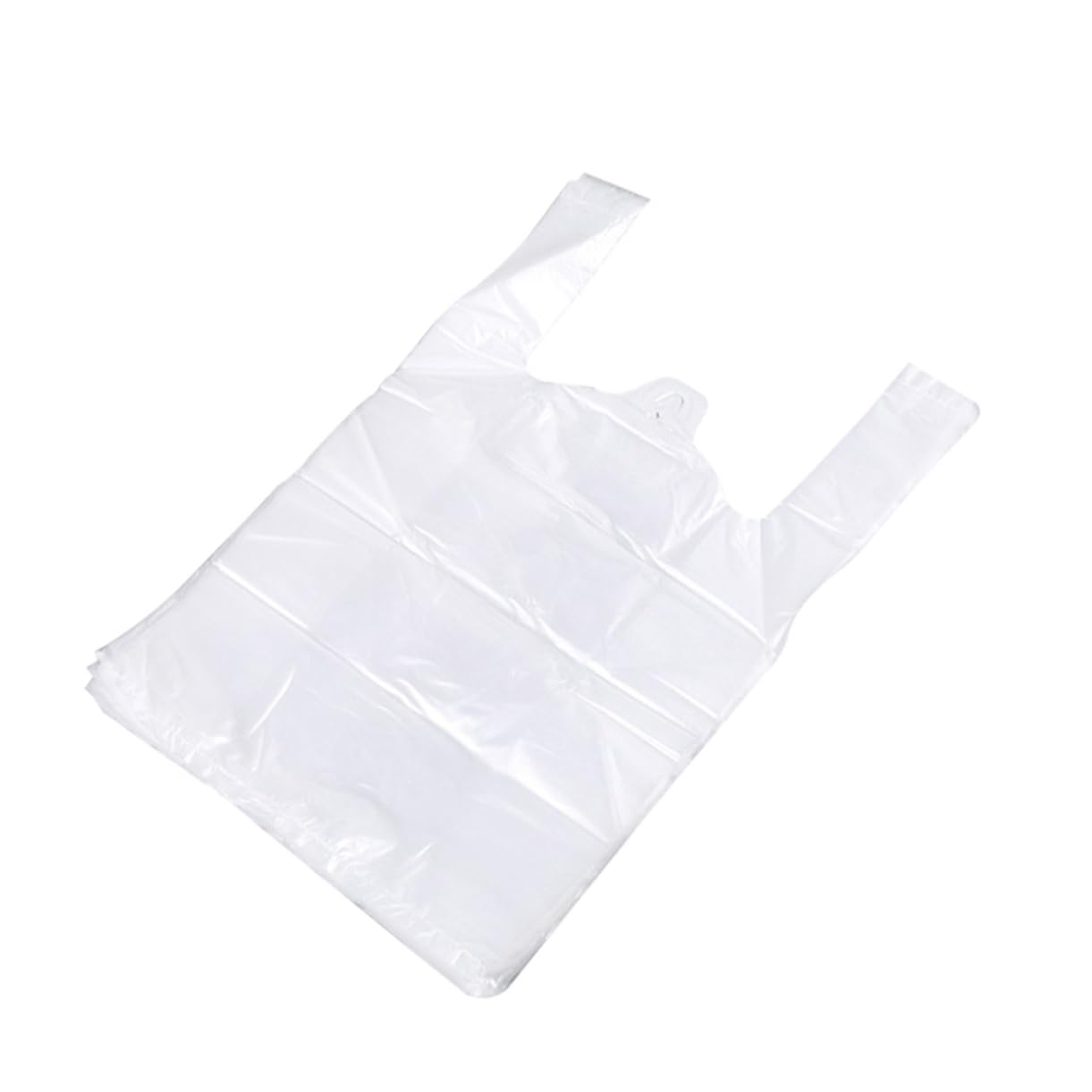 FUNOMOCYA 100pcs Shopping Handbag Carry- Out Bag Large Grocery T- Shirt Shopping and Grocery Bag with Handle Shopping Tote Bag Clear Shopping Bag White Handbags Food