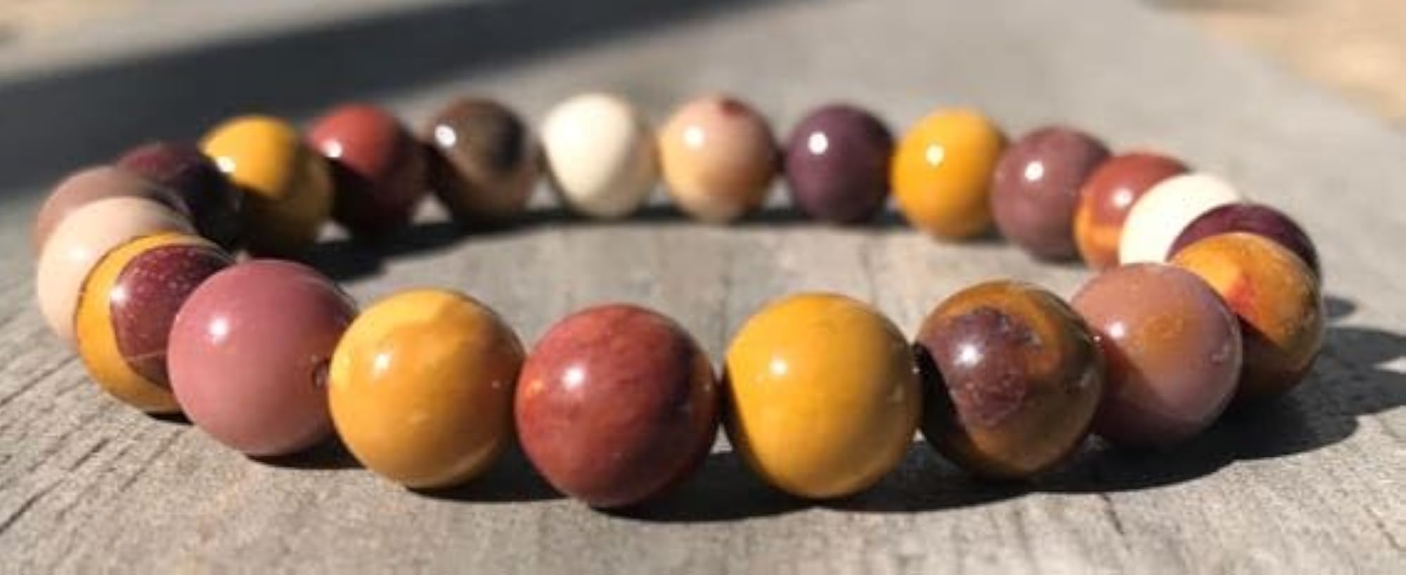 Natural Mookaite Jasper Bead Bracelet, Unisex Healing & Meditation