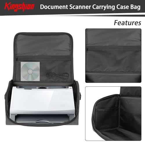 Image of Document Scanner Carrying Case Bag,Film Scanner Case Compatible with Fujitsu iX1400, iX1500, iX1600, Plustek Scanner, Fujitsu Fi Series, Brother and Raven Scanner Use-Dark Grey