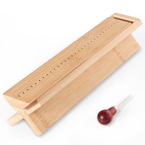 Bamboo Book Binding Cradle with an Awl, Wood Bookbinding Punching Cradle with Piercing Guide, Polished Smooth Surface, Sturdy and Durable, Easy to Use Guide