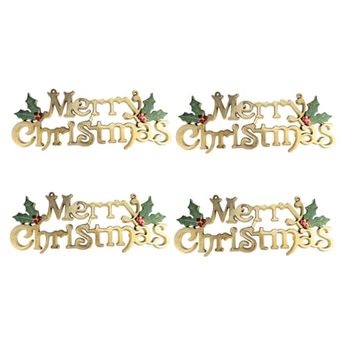 Ciieeo 4 Piezas de Adornos Colgantes para Árbol de Navidad Tableros de Letras Navideñas de 40 CM en Color Dorado Decoración Colgante para Fiestas y Ambiente Festivo Navideño
