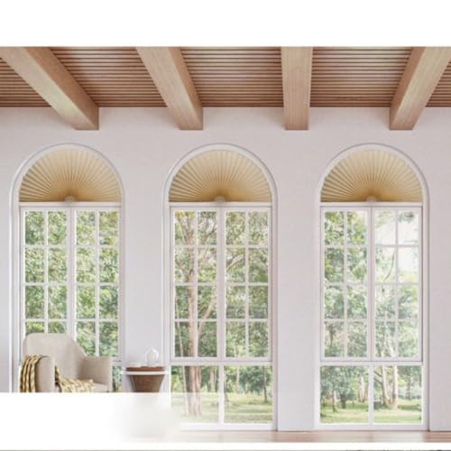 Jlong Arch Window Shade Half Circle Window Shade Paper Blinds for Windows Cordless Semicircular Blind No Drill Blinds for Windows Half-Round Shade Easy to Cut and Install for Home Living Room Bedroom - Thumbnail 5