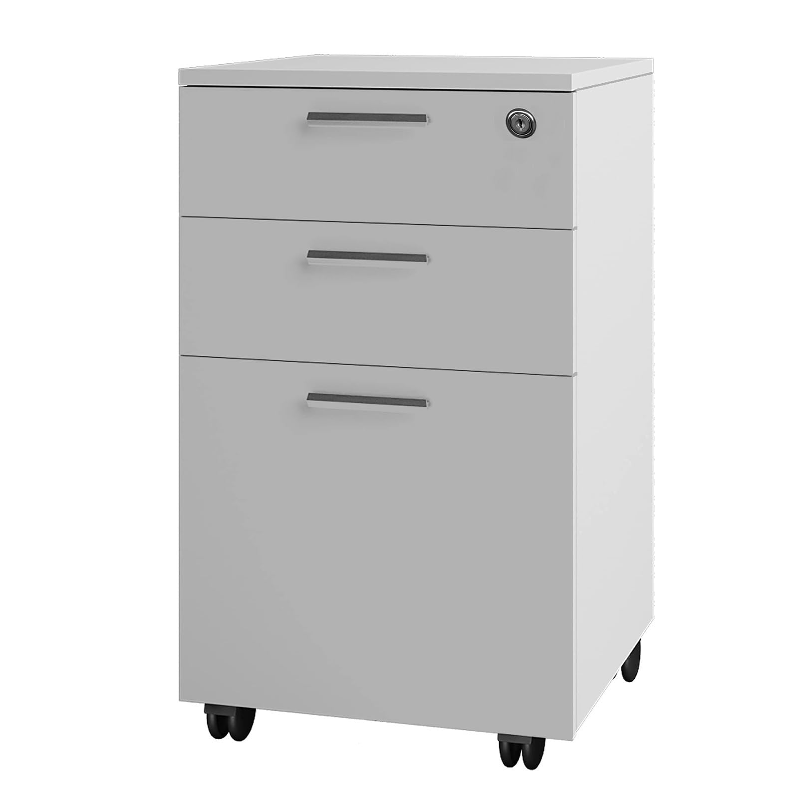 Zamykany segregator z 3 szufladami z mobilnym przechowywaniem pod biurkiem segregator do domowego biura z przestronnym biurkiem odporny na zarysowania 176" x 197" x 26,79"