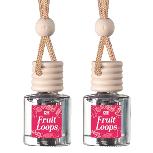 Image of CE CRAFT Car Air Freshener Diffuser, Fruit Loops, 2 Pack Air Deodorizer for Essential Oils, Long Lasting Car Diffuser Bottle, Reusable Jar, Multicolor