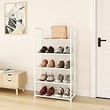 COAPUKT 5-Tier Small Shoe Rack, Narrow Kids Shoe Rack Stackable Organizer Storage,Sturdy Shoe Stand For Closet Entryway Hallway(5 Tiers-White)