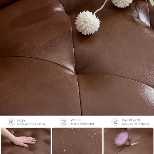 TYBOATLE Brown Faux Leather Loveseat with USB