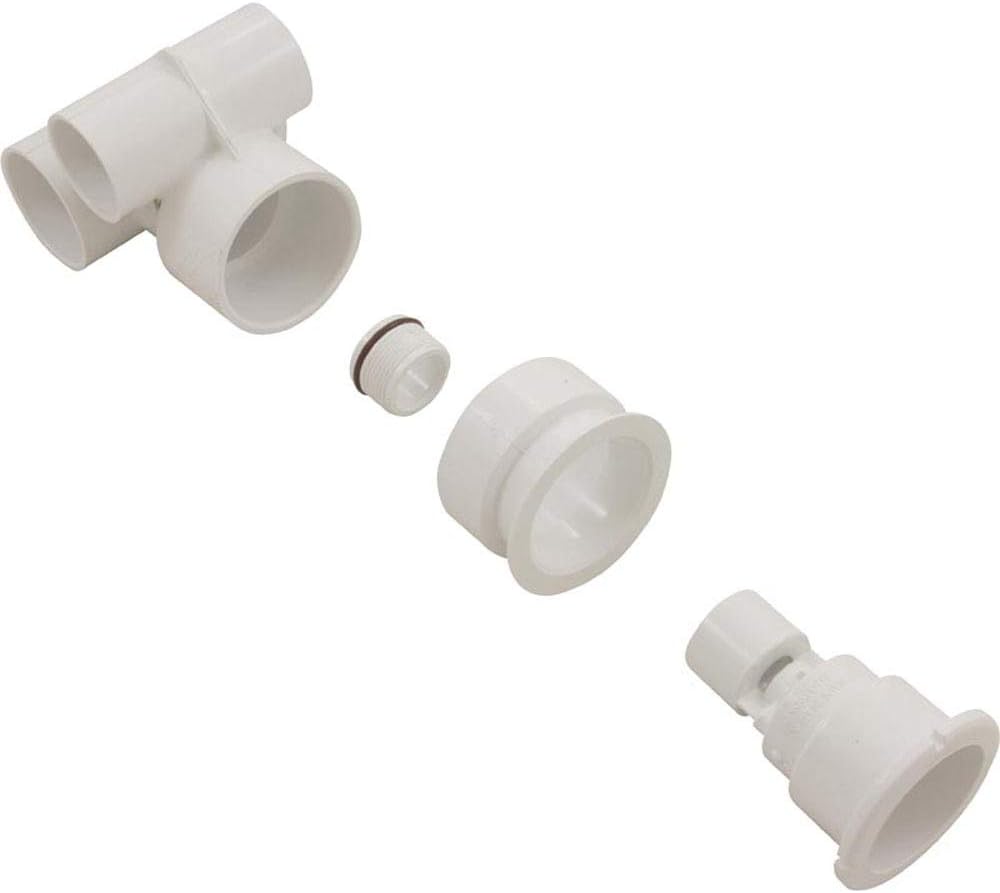 WaterwayPlastics Jet Body Assembly, WW Poly Storm Gunite, a1-1/2 s, w2 s, Tee, Wht, THD